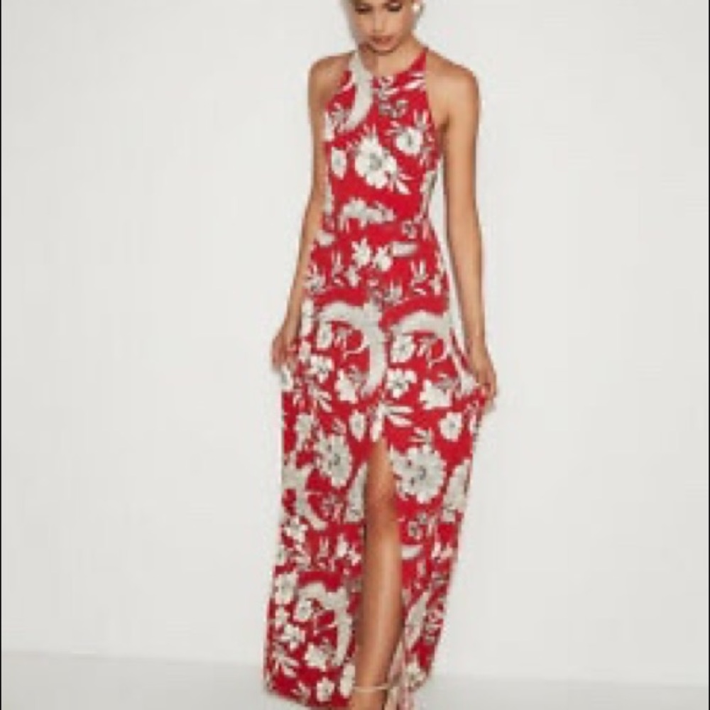 Express Red Printed Maxi Dress size xs